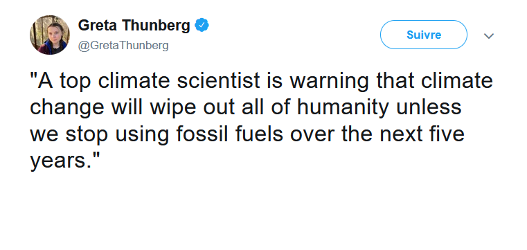 Greta Thunberg tweet from 5 years ago